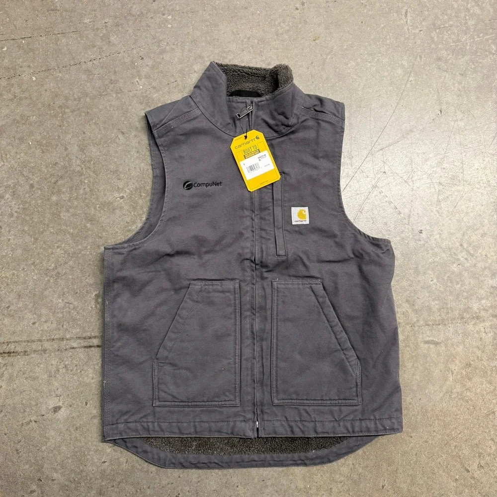 Carhartt‎ Men Shadow Washed Duck Sherpa-Lined Vest OV4277-M Small Loose Fit NEW